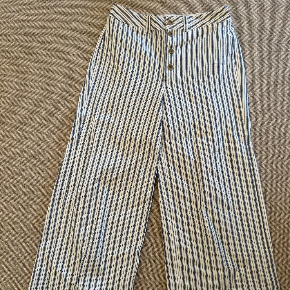 Madewell White and blue striped high waisted pants